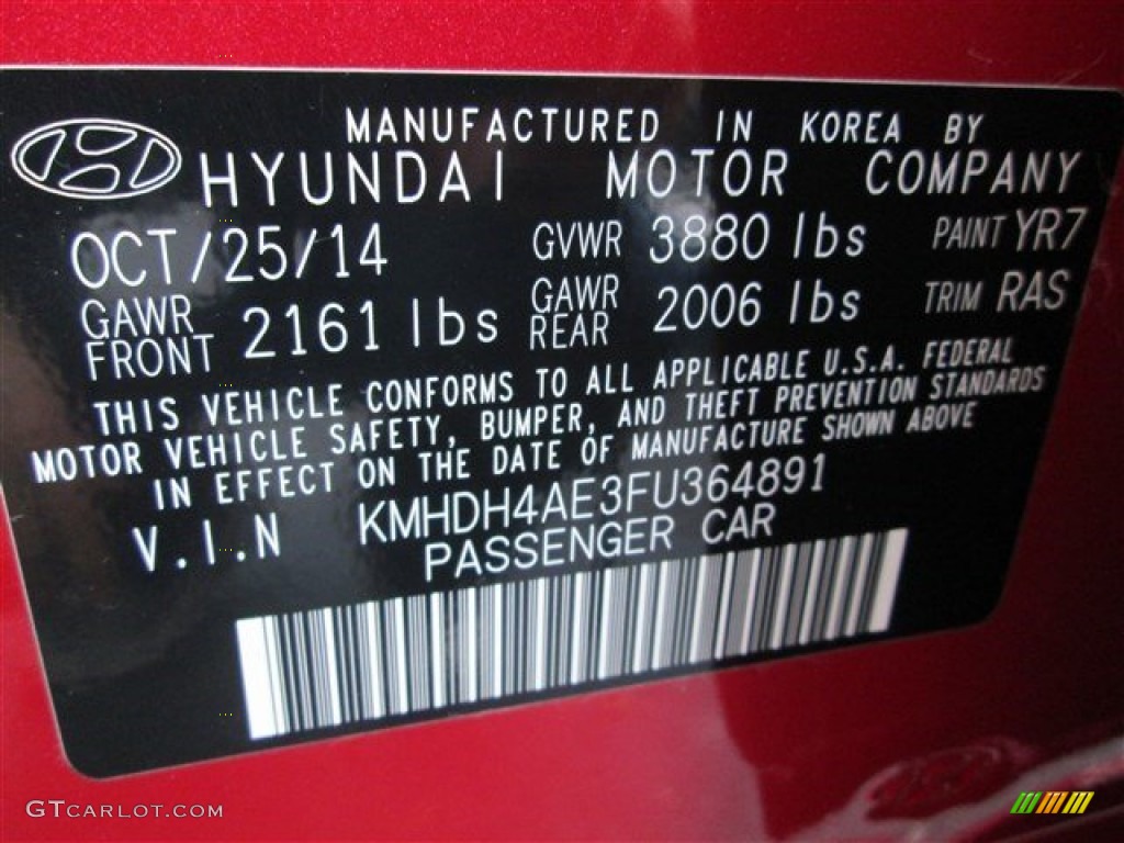 2015 Elantra Limited Sedan - Geranium Red / Gray photo #13