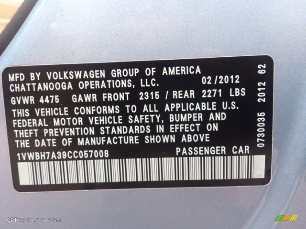 2012 Passat 2.5L SE - Glacier Blue Metallic / Cornsilk Beige photo #14