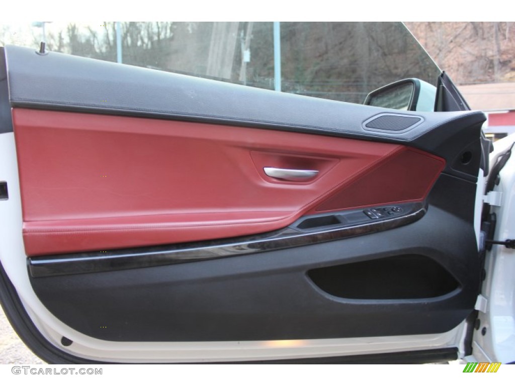 2012 BMW 6 Series 650i xDrive Coupe Vermillion Red Nappa Leather Door Panel Photo #99819368