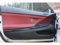 Vermillion Red Nappa Leather 2012 BMW 6 Series 650i xDrive Coupe Door Panel