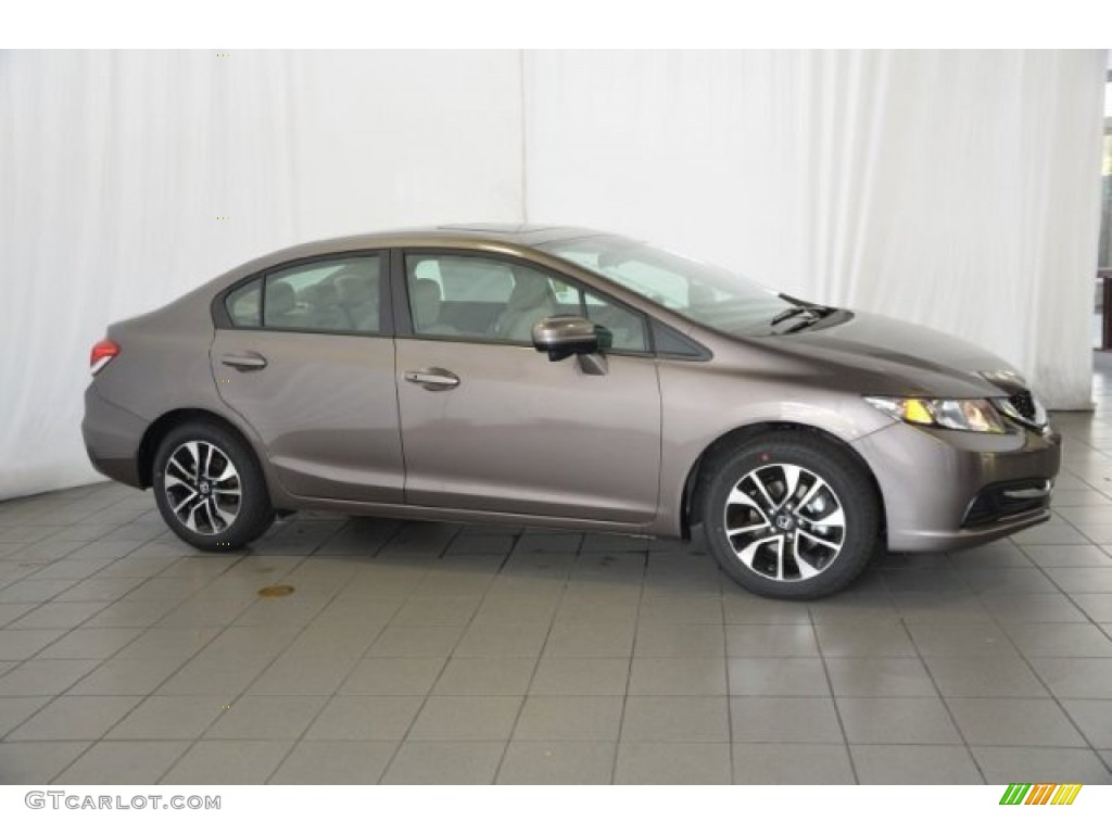 2015 Civic EX Sedan - Urban Titanium Metallic / Beige photo #7