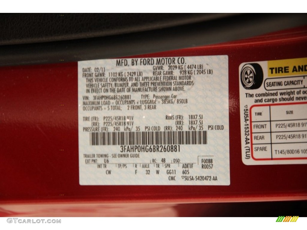 2011 Fusion SE V6 - Red Candy Metallic / Charcoal Black photo #16