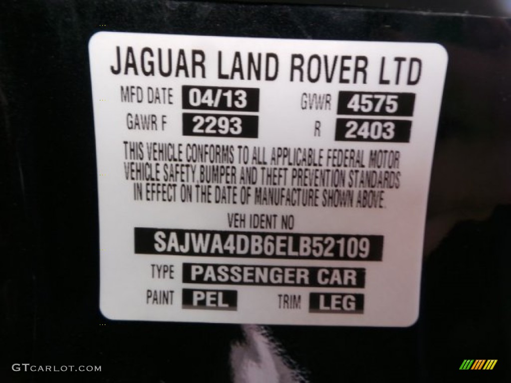 2014 Jaguar XK Touring Coupe Color Code Photos