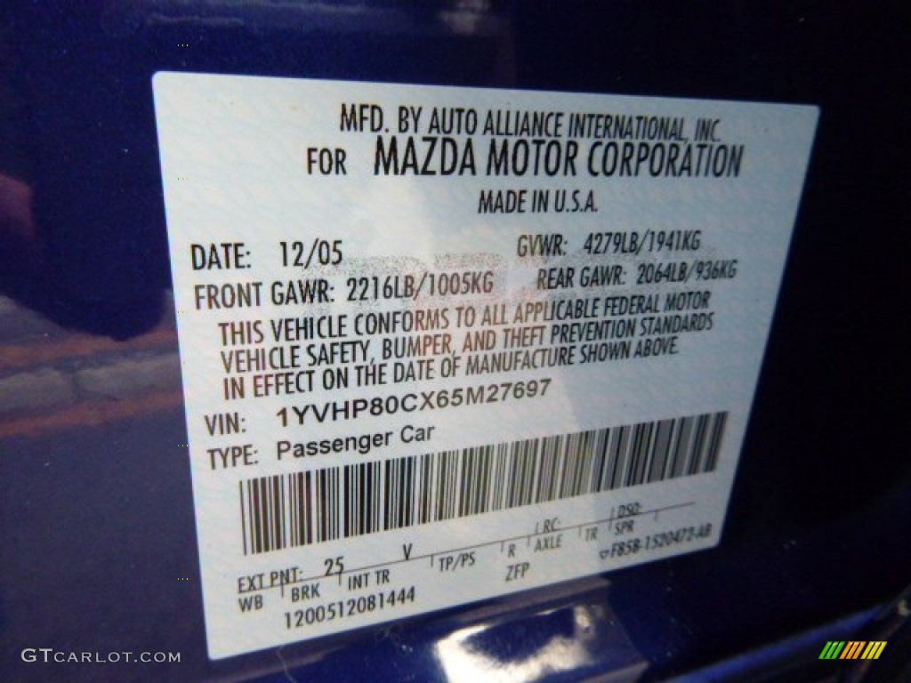 2006 MAZDA6 i Sport Sedan - Lapis Blue Metallic / Black photo #19