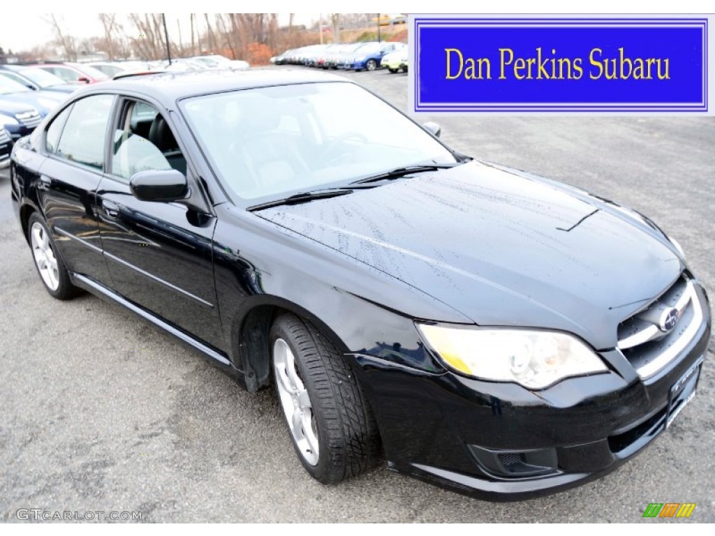 2009 Legacy 2.5i Sedan - Obsidian Black Pearl / Off Black photo #1