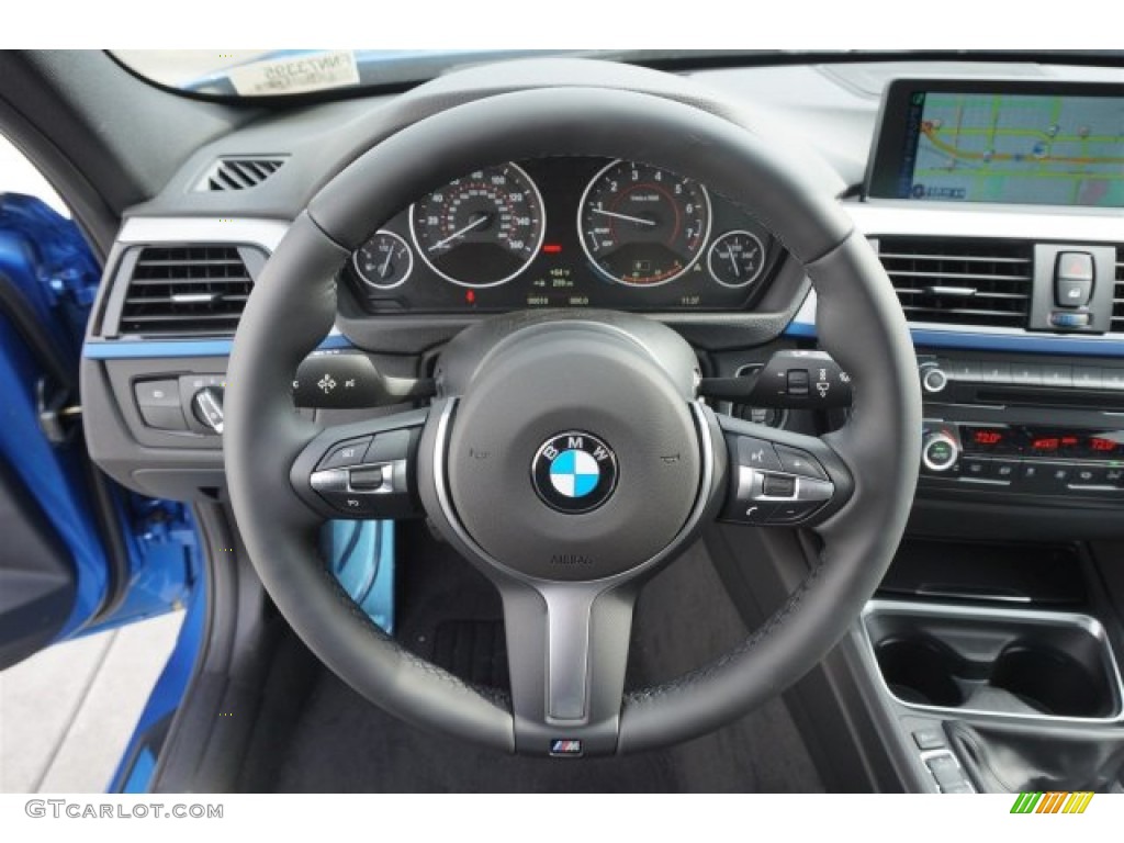 2015 BMW 3 Series 335i Sedan Black Steering Wheel Photo #99871241