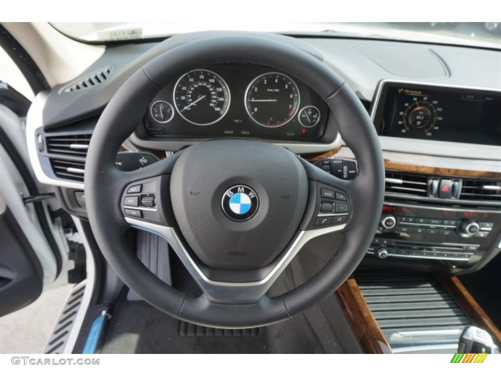 2015 BMW X5 xDrive50i Black Steering Wheel Photo #99873552