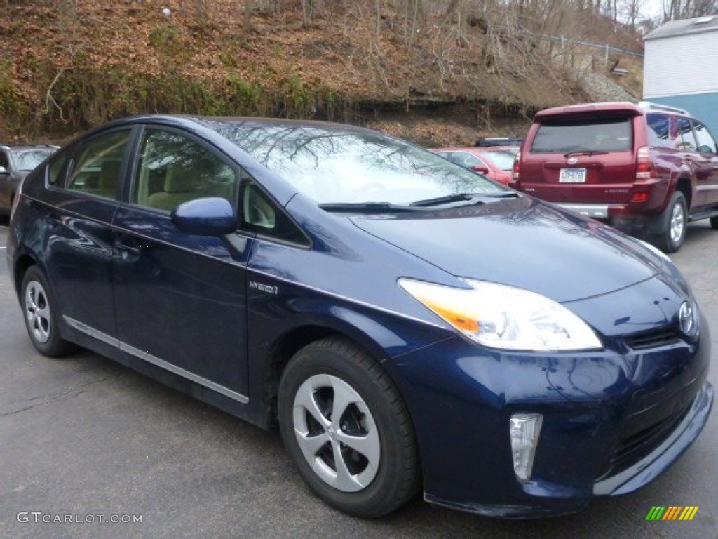 2012 Prius 3rd Gen Three Hybrid - Nautical Blue Metallic / Bisque photo #1