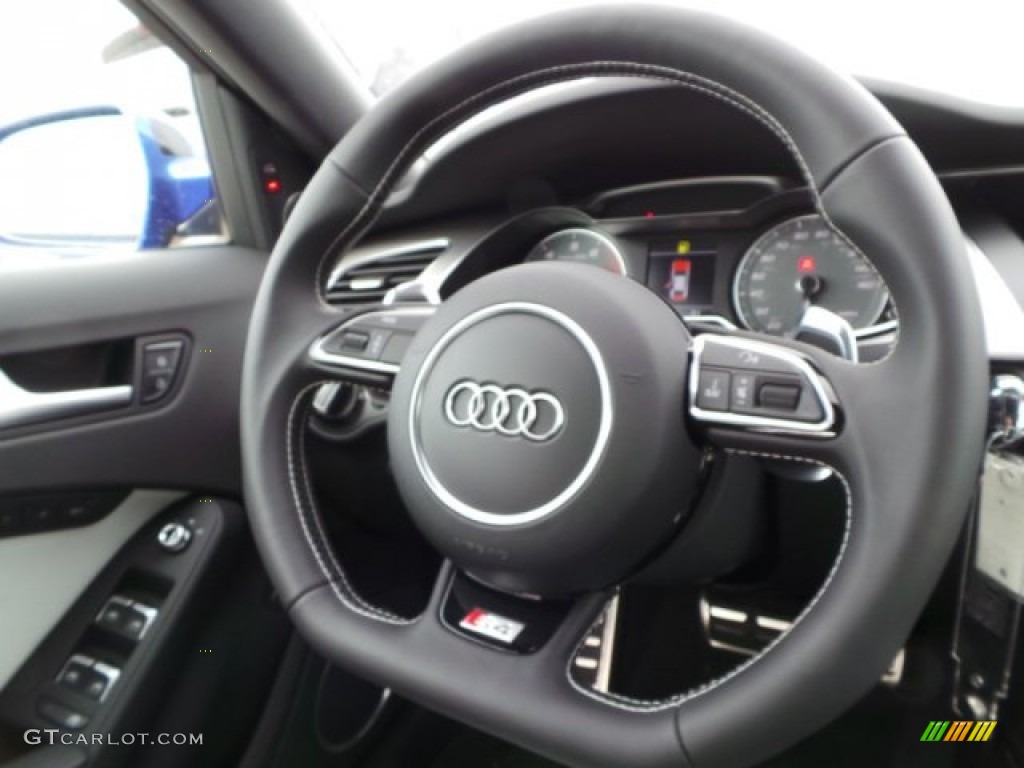 2015 Audi S4 Premium Plus 3.0 TFSI quattro Black/Lunar Silver Steering Wheel Photo #99898335