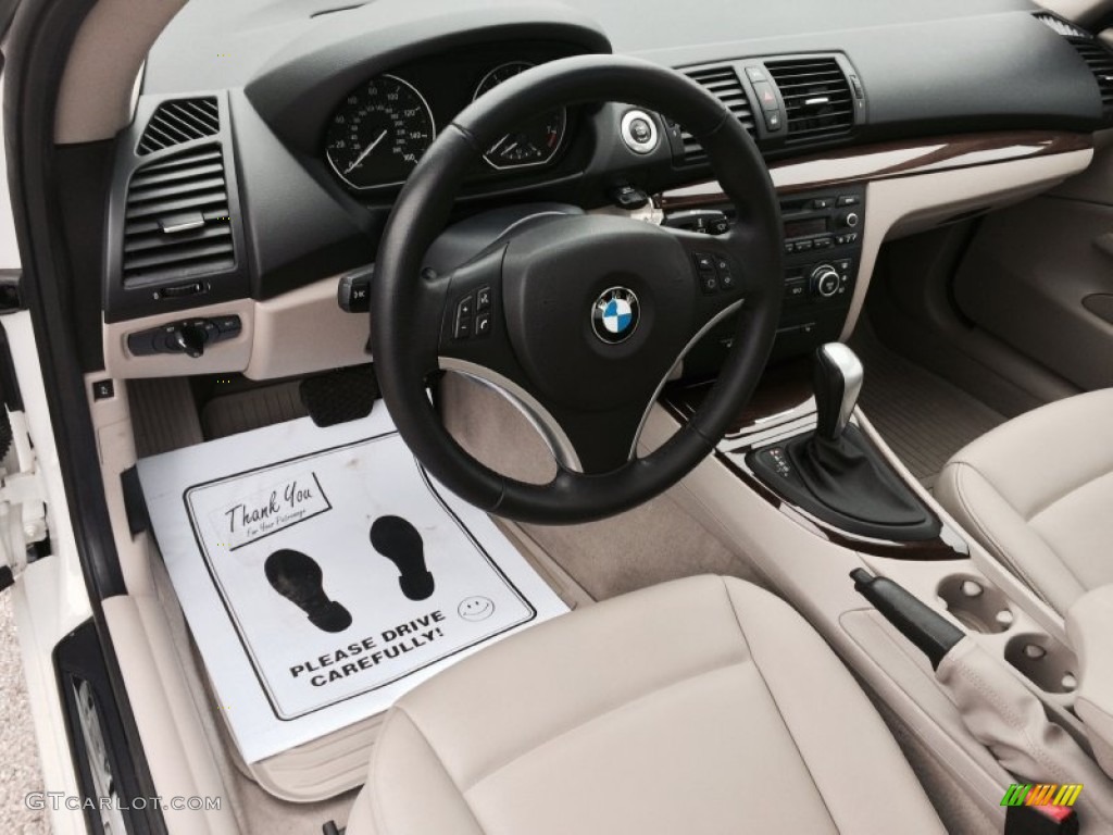 2009 1 Series 128i Coupe - Alpine White / Taupe photo #5