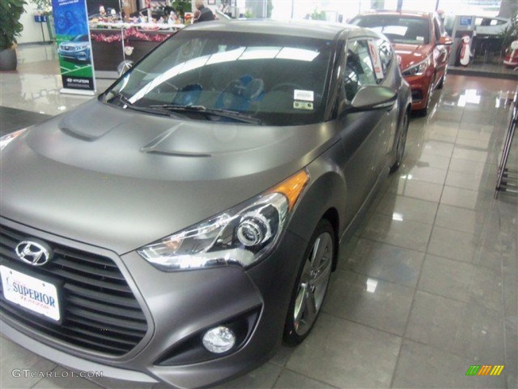 2015 Veloster Turbo - Matte Gray / Black photo #3