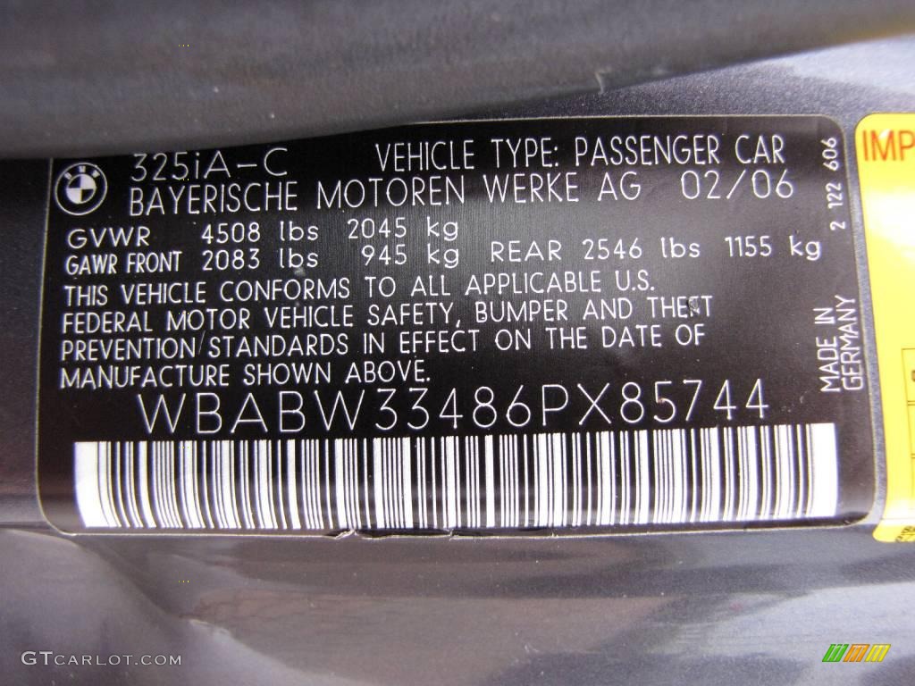2006 3 Series 325i Convertible - Sparkling Graphite Metallic / Grey photo #30