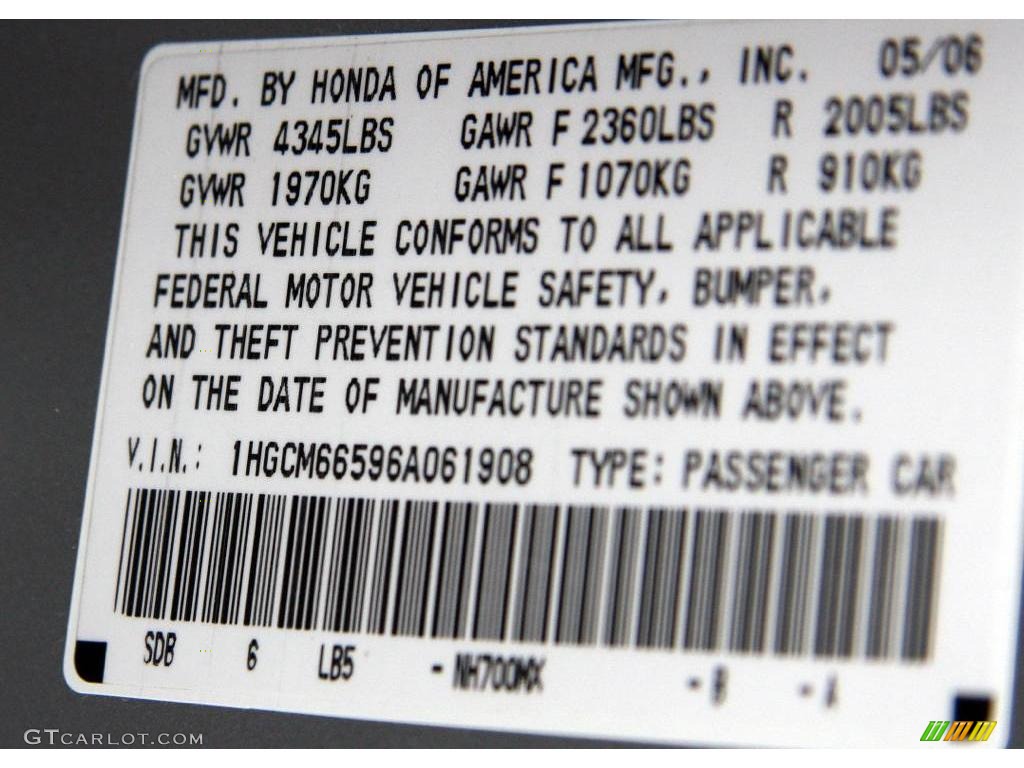 2006 Accord EX-L V6 Sedan - Alabaster Silver Metallic / Gray photo #24