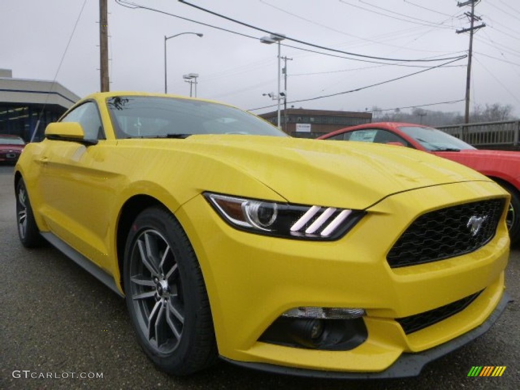 2015 Mustang EcoBoost Premium Coupe - Triple Yellow Tricoat / Ebony photo #2