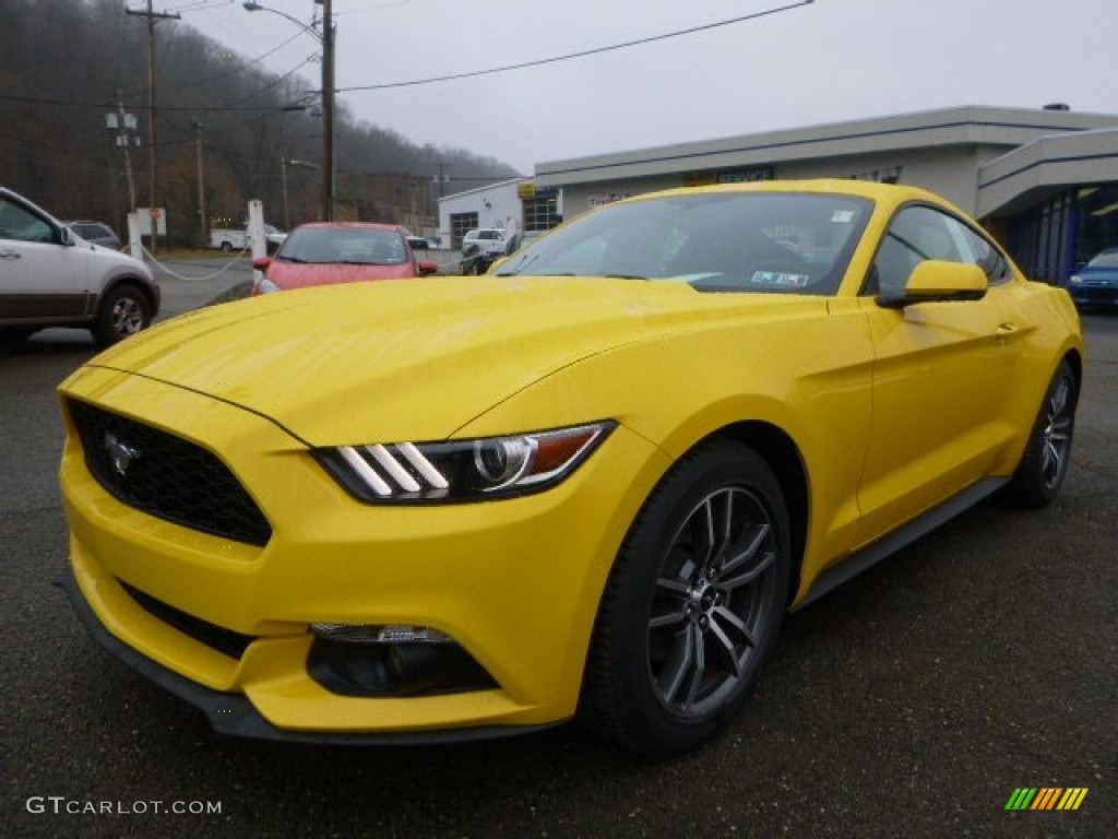 2015 Mustang EcoBoost Premium Coupe - Triple Yellow Tricoat / Ebony photo #4