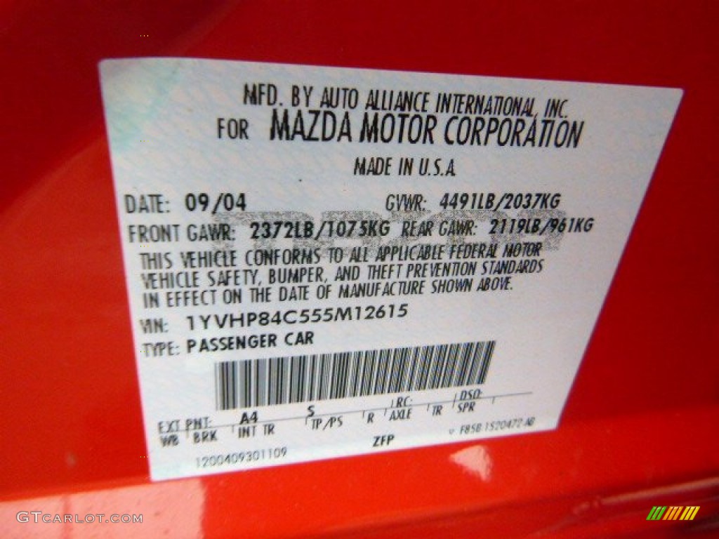 2005 MAZDA6 i Sport Hatchback - Volcanic Red / Black photo #18