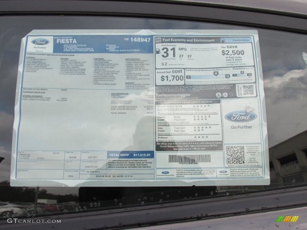 2015 Ford Fiesta SE Hatchback Window Sticker Photo #99947694