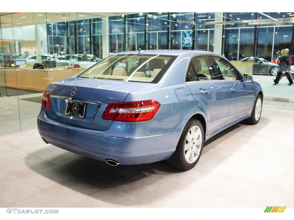 2012 E 350 4Matic Sedan - Quartz Blue Metallic / Almond/Mocha photo #4