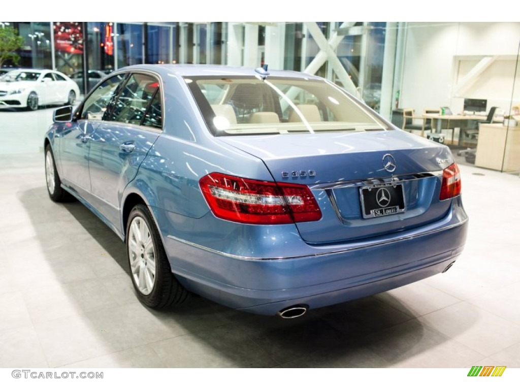 2012 E 350 4Matic Sedan - Quartz Blue Metallic / Almond/Mocha photo #5
