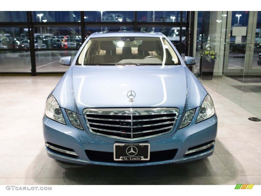2012 E 350 4Matic Sedan - Quartz Blue Metallic / Almond/Mocha photo #6