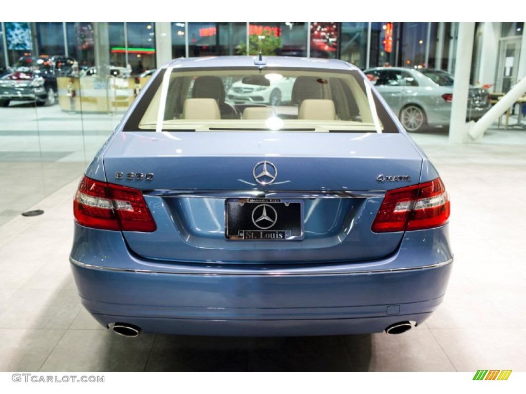 2012 E 350 4Matic Sedan - Quartz Blue Metallic / Almond/Mocha photo #7