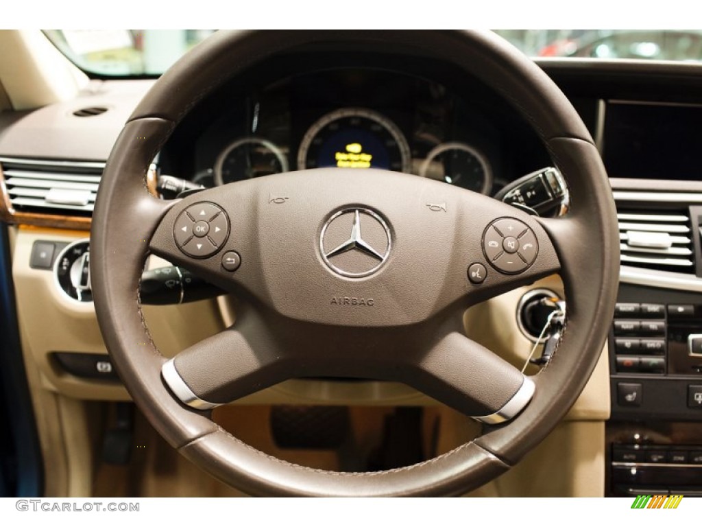 2012 Mercedes-Benz E 350 4Matic Sedan Almond/Mocha Steering Wheel Photo #99952166