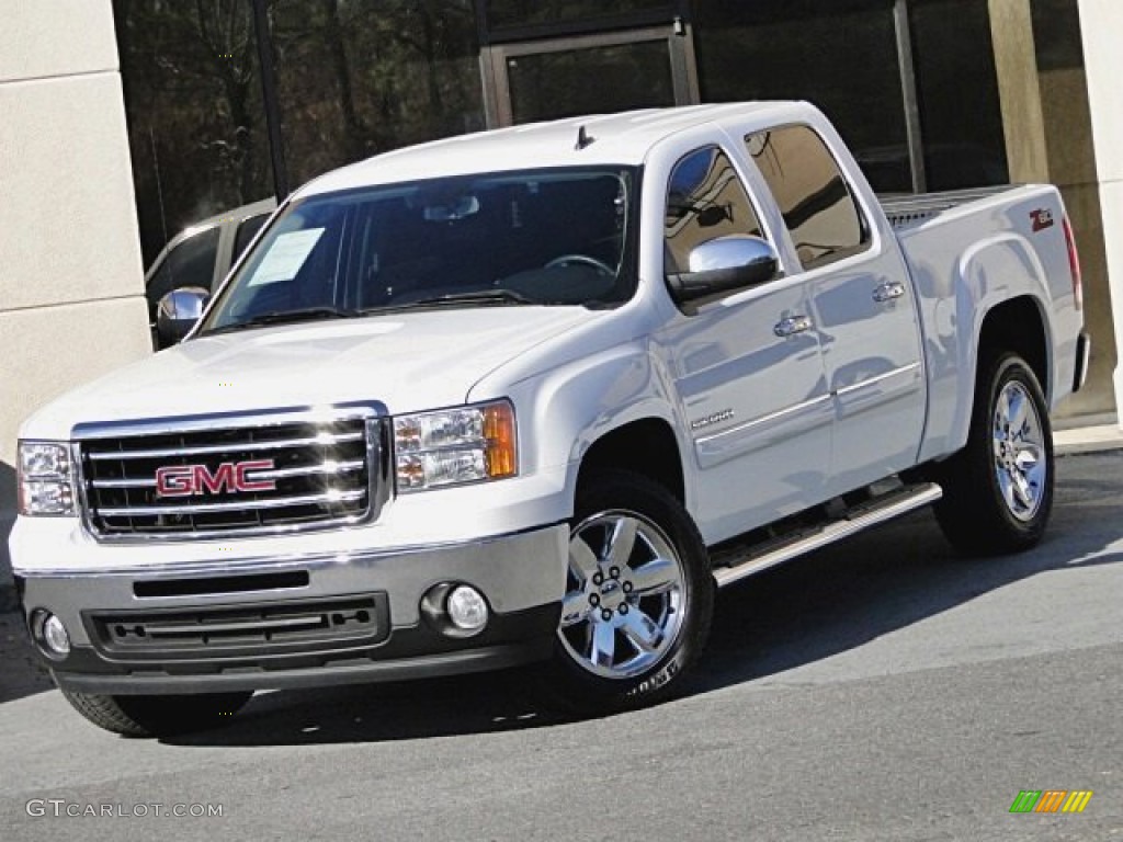 2012 Sierra 1500 SLE Crew Cab - Summit White / Ebony photo #65