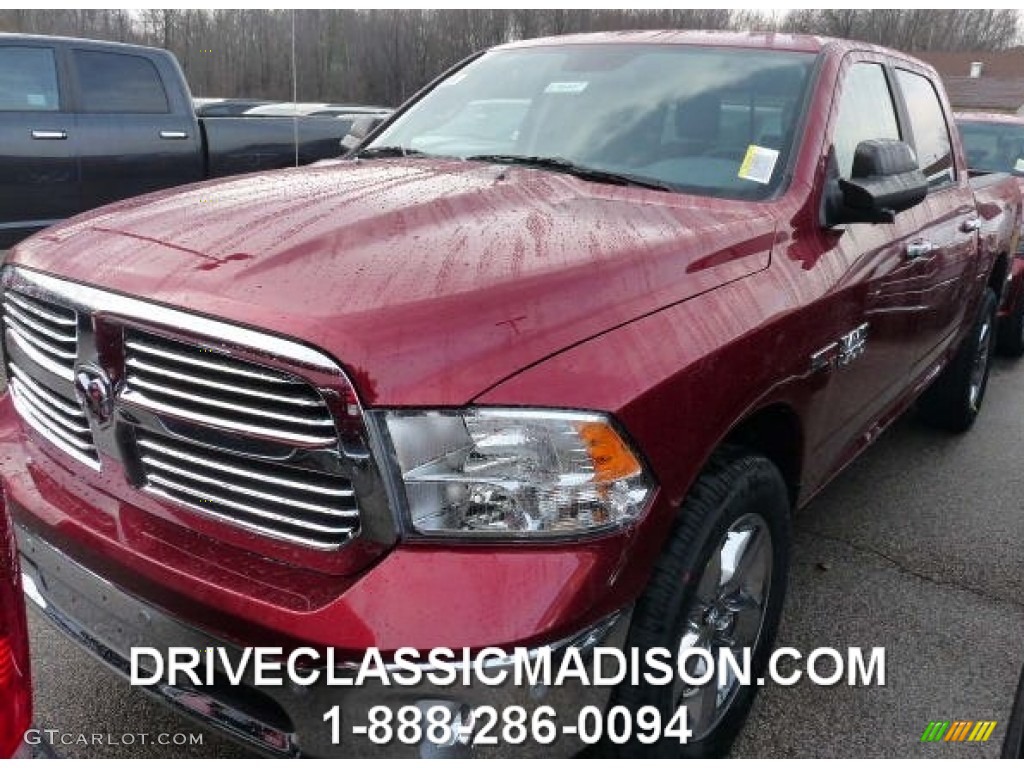 2015 1500 Big Horn Crew Cab 4x4 - Deep Cherry Red Crystal Pearl / Black/Diesel Gray photo #1