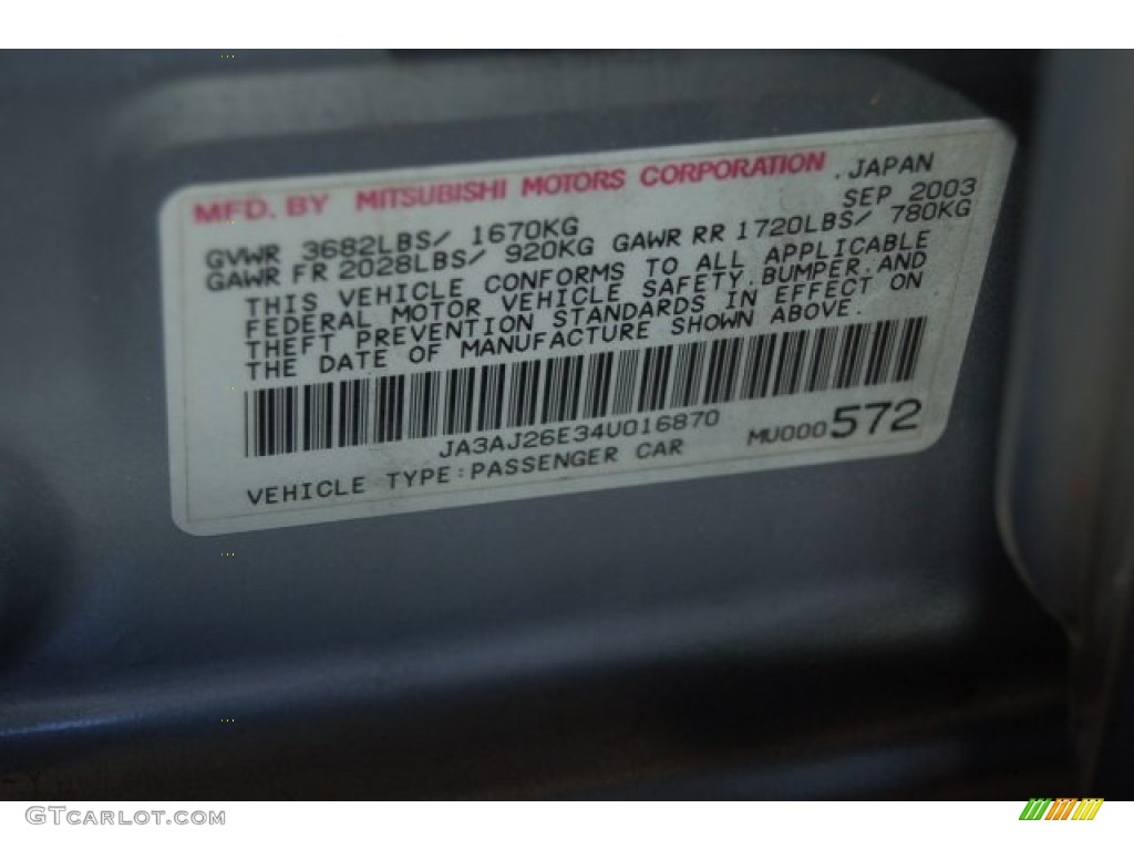 2004 Lancer ES - Cool Silver Metallic / Gray photo #33