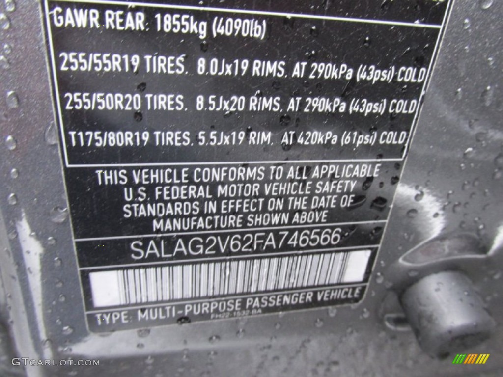 2015 Land Rover LR4 HSE Info Tag Photo #99967683