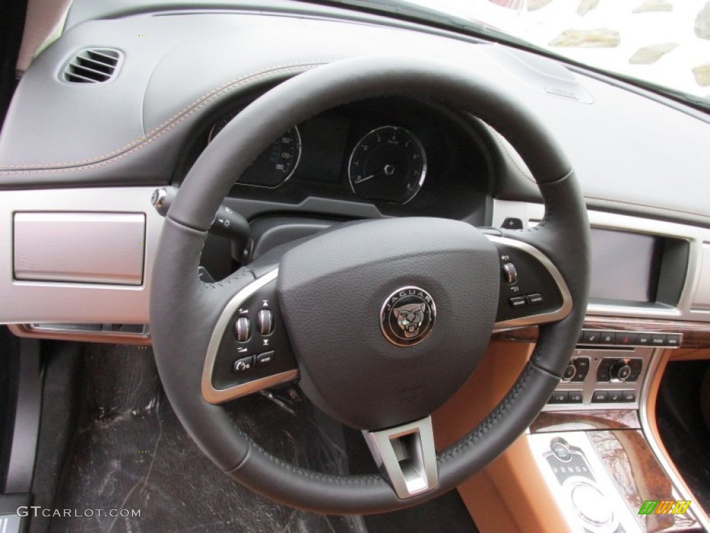 2015 Jaguar XF 3.0 AWD London Tan/Warm Charcoal Steering Wheel Photo #99970047