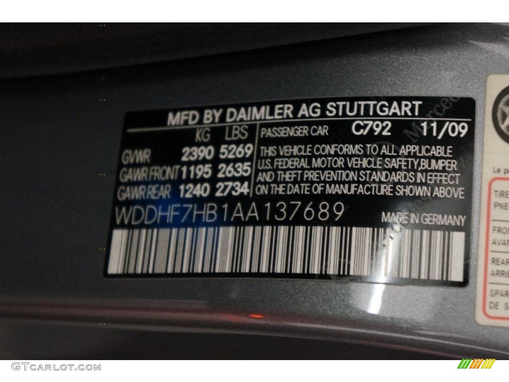 2010 Mercedes-Benz E 63 AMG Sedan Color Code Photos