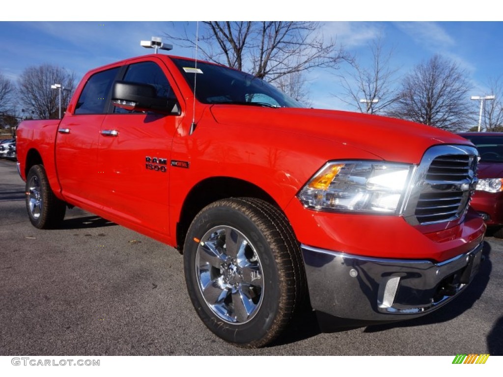 2015 1500 Big Horn Crew Cab 4x4 - Flame Red / Black/Diesel Gray photo #4